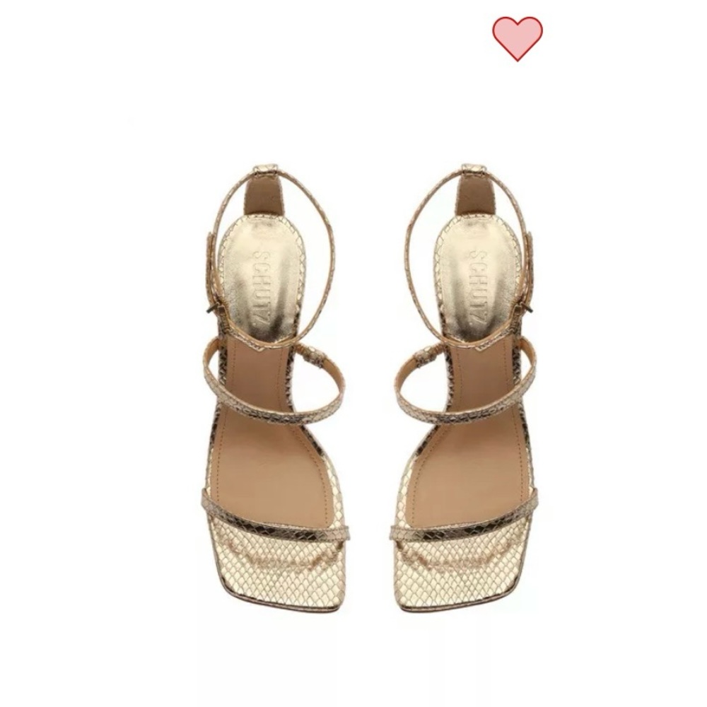 SCHUTZ Gold Strappy Heels - Picture 8 of 9